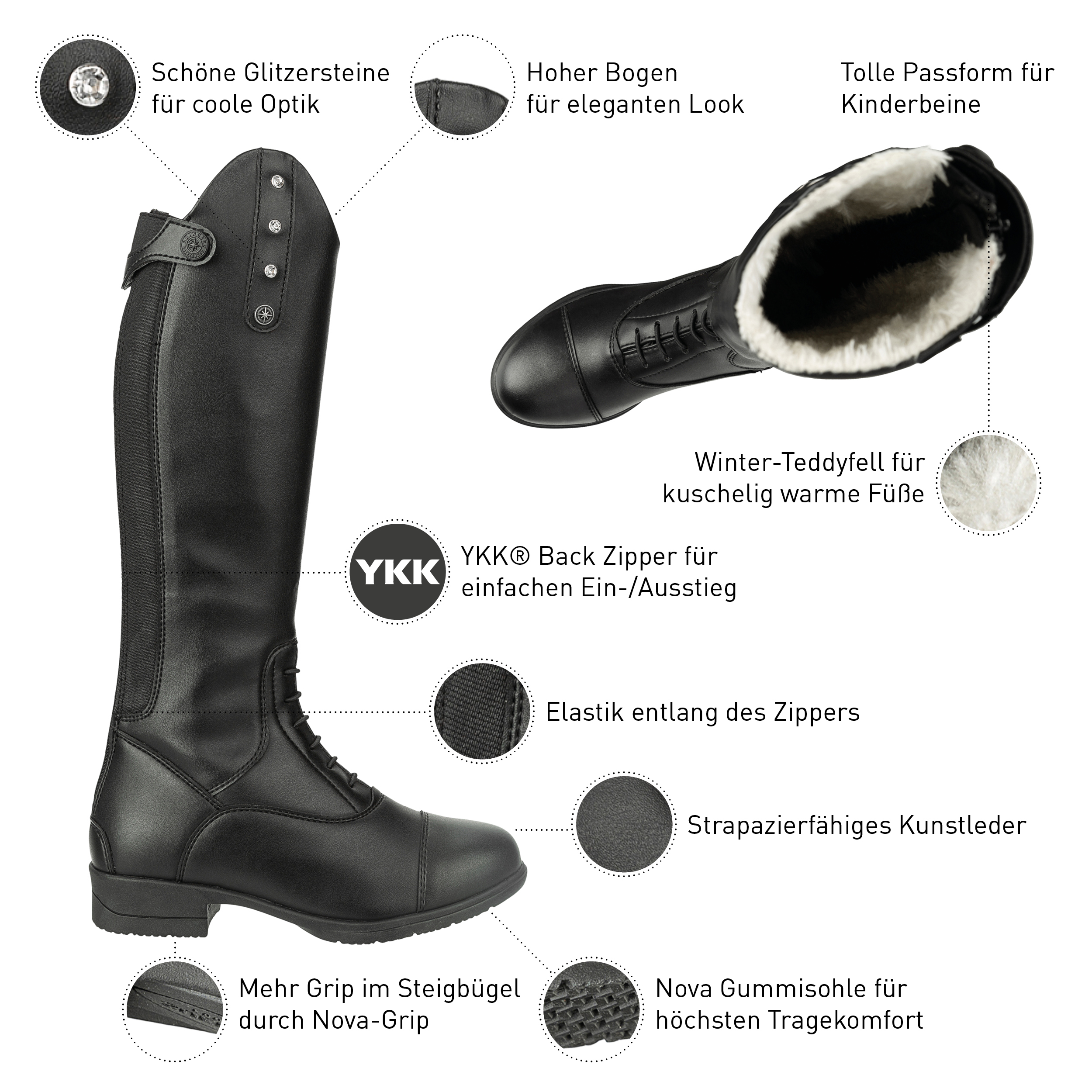 NOVA KIDS FUN GLITTER WINTER KIDS TALL BOOT Women Boots Horse People Suedwind Footwear Award Winning Footwear Brand